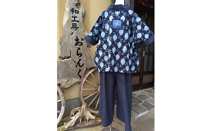 久留米絣と書生絣を利用した世界に1つの絣上下セット(ワイドパンツ