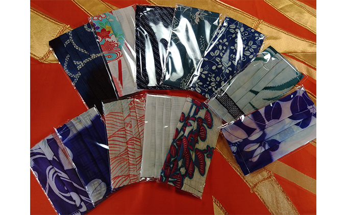 着物地マスク2枚セット選べるサイズ　小顔用（夏用涼しげ）