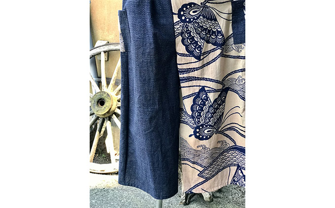 絣と浴衣のリメイクワイドパンツ