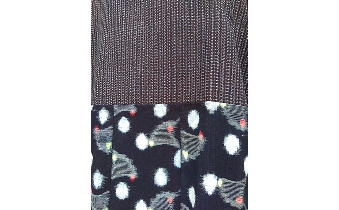 手作りの世界に1つしかない久留米絣と伊予絣のツートンロングワンピース