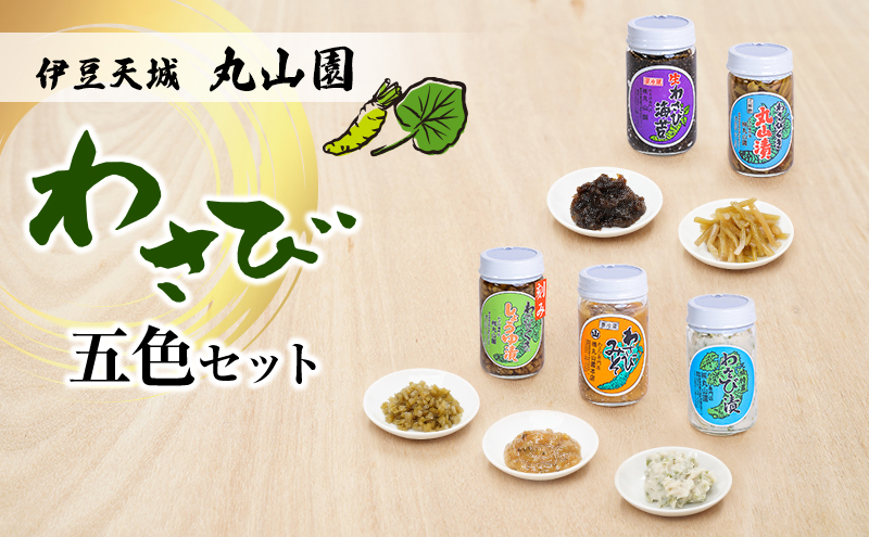 伊豆天城 丸山園 わさび五色セット セット 詰め合わせ わさび 山葵 ワサビ 生わさび おつまみ つまみ みそ 味噌 漬け物 漬物