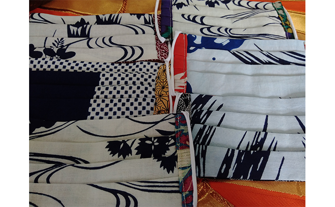 着物地マスク2枚セット選べるサイズ　小顔用（夏用涼しげ）