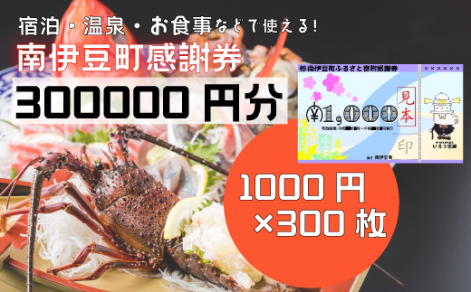 南伊豆町ふるさと寄附感謝券300枚【 伊豆 宿泊 旅行 宿 旅館 観光 グルメ 食事 アクティビティ 南伊豆 静岡 】　<BE-25>
