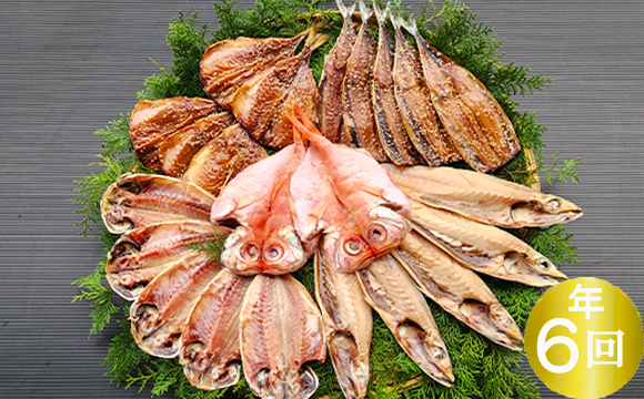 藤文の「ふるさと干物セット定期便」（年６回） 金目鯛 さば さんま あじ ひもの みりん干し 定期便 伊豆 ギフト 御歳暮 御中元