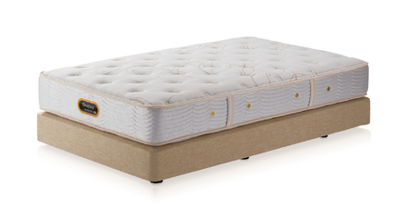 BI60セミダブルベッド　ダブルクッションタイプ　ゴールデンバリュー/AA21223/ベージュBA21001　メイキングセット（羊毛ベッドパッド×1枚、サテンボックスシーツ×2枚、ディープスリープピロー5・ミドル、サテンピローケース）｜マットレス ボックスシーツ 寝具セット 