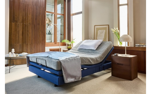 1AP1【シモンズ】電動リクライニングシングルベッド　シムレスト　5.5レギュラー/AB24E02　ブルー色