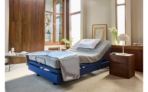 1AU2【シモンズ】電動リクライニングセミダブルベッド　シムレスト　5.5レギュラー/AB24E02　グレー色