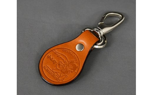 1B29　レザーキーホルダー【金太郎と仲良しクマちゃんが富士山に登るよ！】シルバー