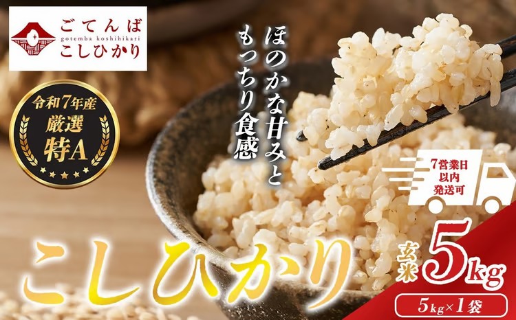 令和7年産 コシヒカリ 【 玄米 】 5㎏ 