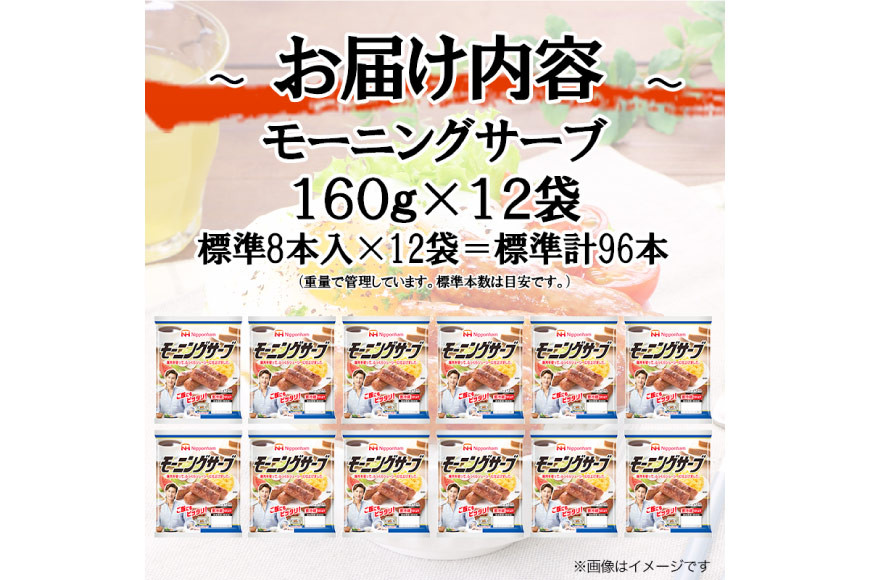 モーニングサーブ 標準96本 (160g 12袋 計1.92kg) [ 日本ハム マーケティング 静岡県 吉田町 22424303] ソーセージ ソーセージリンクス 冷蔵 ポークソーセージ 小分け 朝食 朝ごはん お弁当 惣菜 つまみ おつまみ