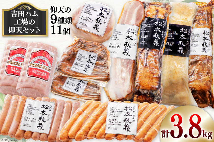 【吉田ハム工場の仰天セット】3.8kg 仰天の9種類 [吉田ハム工場（三代目！肉工房松本秋義） 静岡県 吉田町 1116196] 煮豚 ベーコン ハム スペアリブ ウインナーソーセージ 肉 加工品