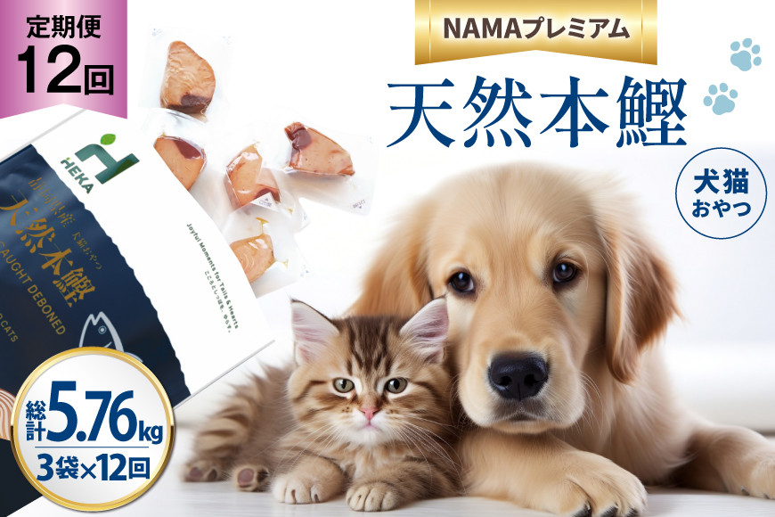 12回 定期便 ペットフード 犬 猫 HEKA 犬猫用 おやつ 天然本鰹 160g 3袋 総計5.76kg [HEKA Petlife 静岡県 吉田町 22424414] 犬用 猫用 ドッグフード キャットフード エサ 餌 いぬ ねこ ペット 国産 個包装