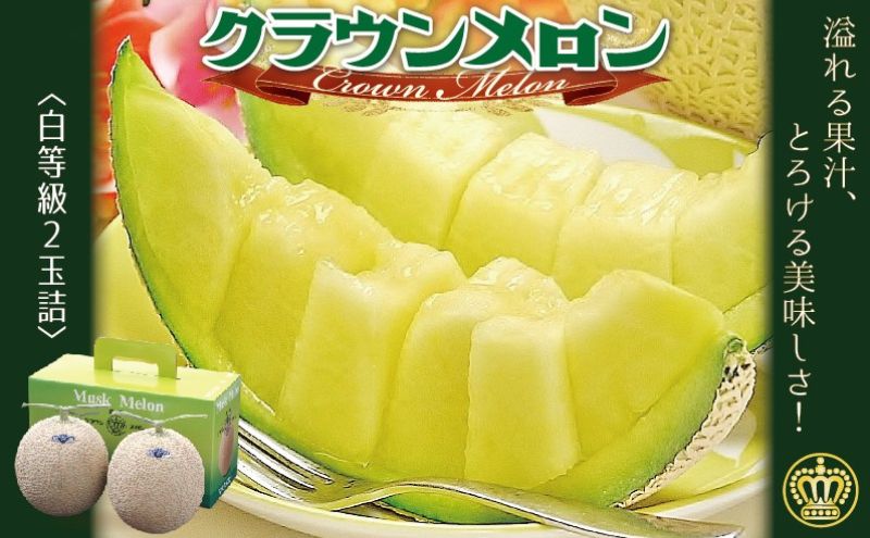 クラウンメロン 2玉 白等級 メロン 果物 フルーツ 旬の果物 旬のフルーツ 青肉 高級フルーツ マスクメロン 高級 静岡 森町