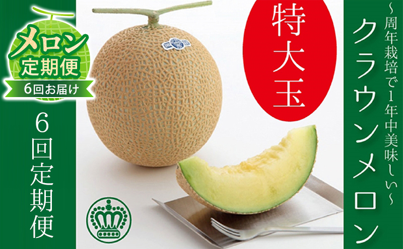クラウンメロン 定期便 6ヶ月 メロン 1玉 白等級 特大玉 1.5kg
