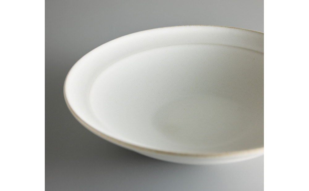 Tableware Shallow Bowl Rimペアセット18cm 乳白