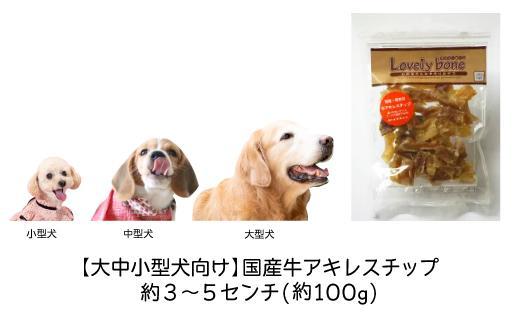 精肉店がこだわった【大中小型犬向けおやつ】国産牛アキレスチップ　100g　無添加 手作り