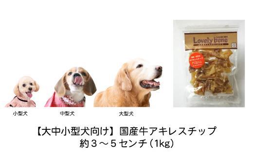 【大中小型犬向け】国産牛アキレスチップ 1kg(200g×5） 無添加 手作り