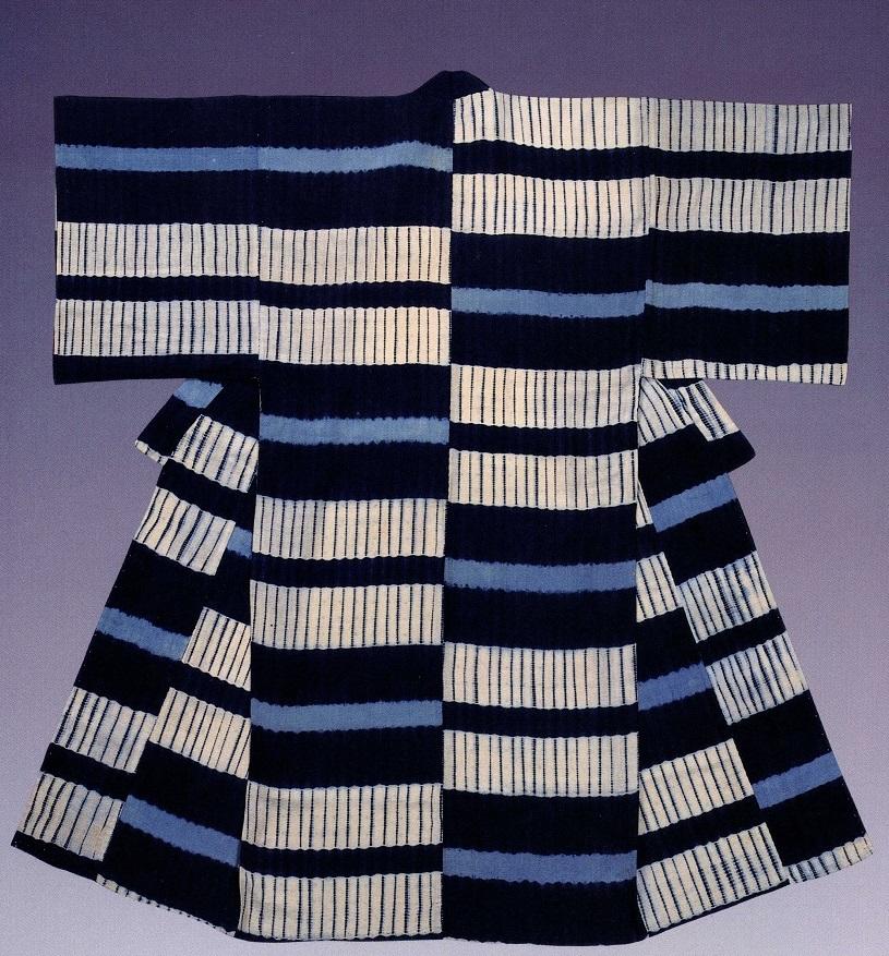 古布手ぬぐい　手筋鎧段藍返し