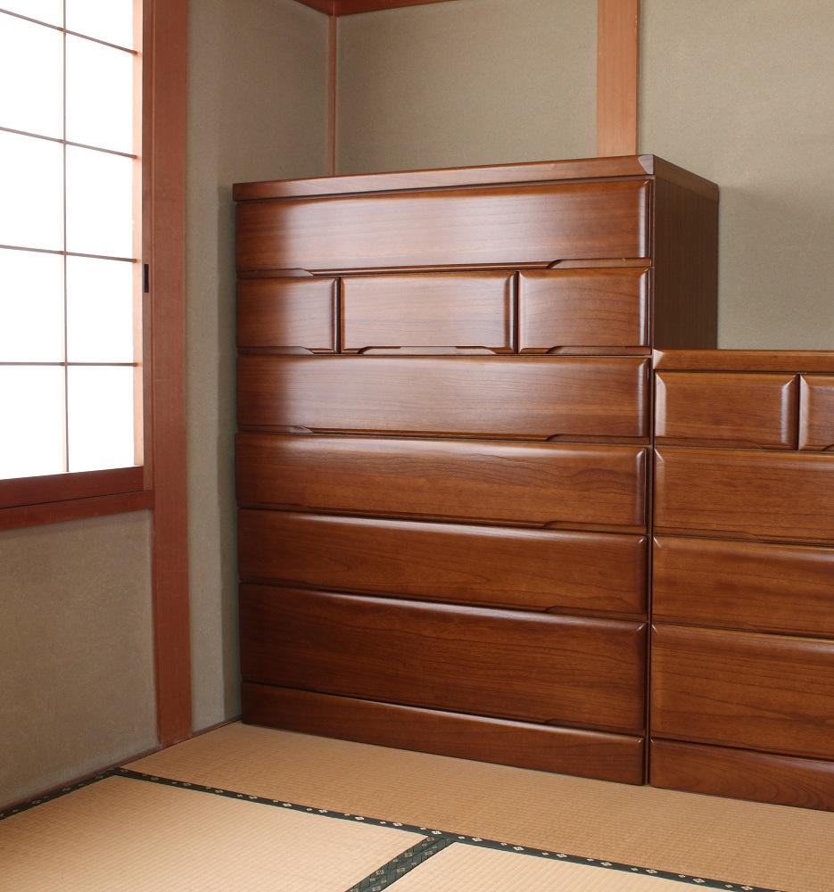 本格収納タンス 【105巾6段】 桐子 356重ね整理 ライト