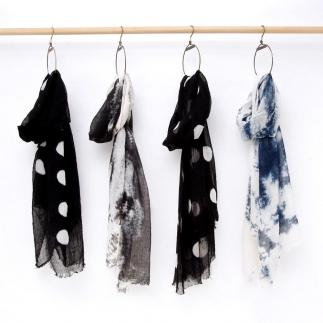 【青霧】名古屋黒紋付染めストール（知多木綿）