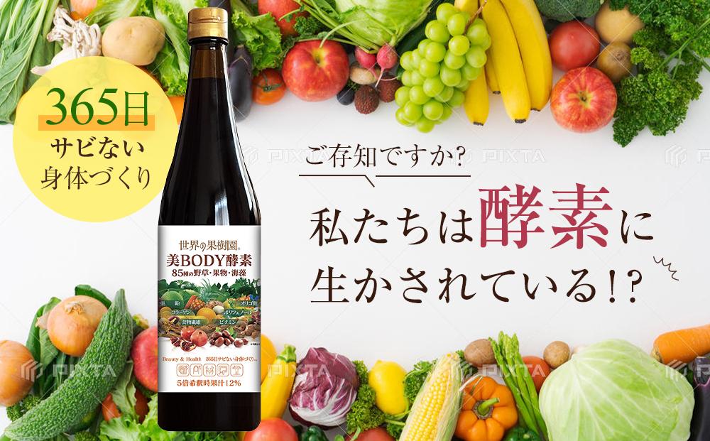 世界の果樹園®　美ボディ酵素ドリンク（5倍希釈用）720ml　85種の野草・果物・海藻　リニューアル致しまして新登場!!　 | 酵素 酵素ドリンク 健康 健康飲料 酵素ドリンク 野草 果物 海藻 美容 健康サポート ダイエット 栄養補給 人気 おすすめ ビューティー 健康習慣 発酵飲料 美肌サポート 送料無料