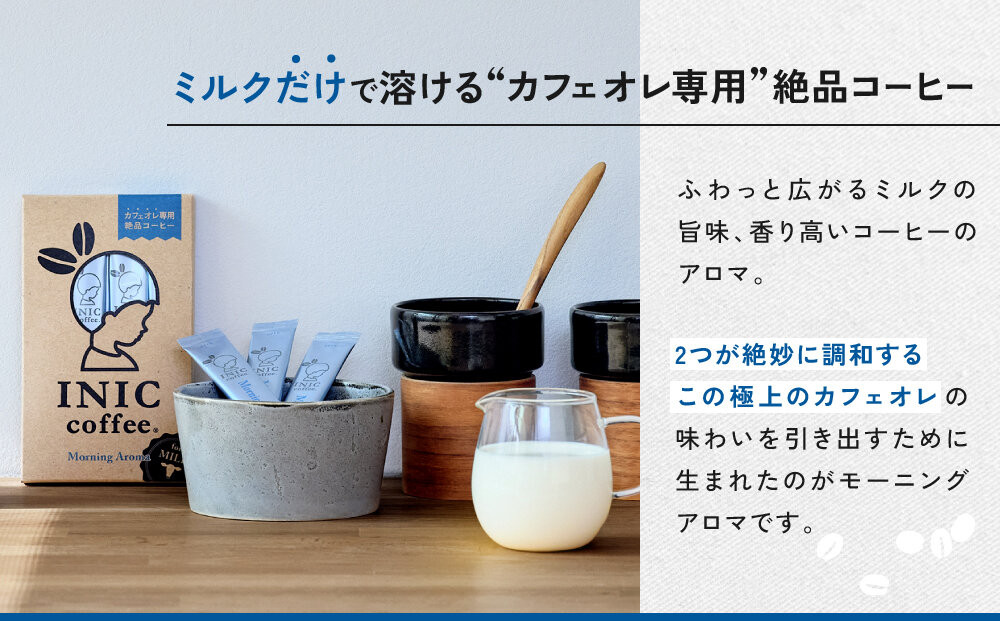 カフェオレ スティック INIC coffee モーニングアロマ30本 粉末 スティックコーヒー 極上 本格的 持ち運び オフィス 個包装 砂糖不使用 イニック インスタント