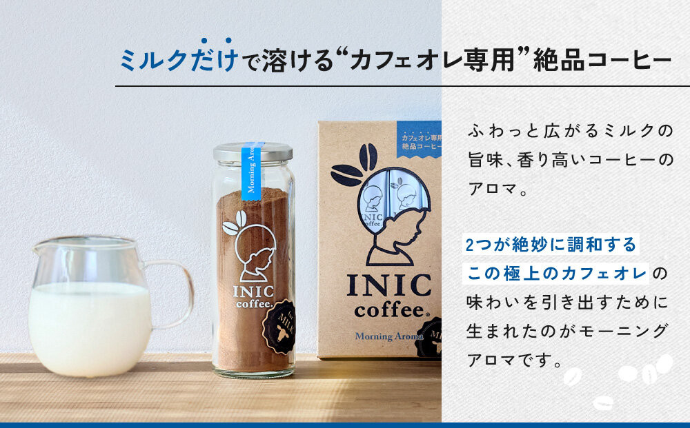 カフェオレ INIC coffee モーニングアロマ 瓶（14～28杯分）粉末  極上 本格的 持ち運び オフィス  砂糖不使用 イニック