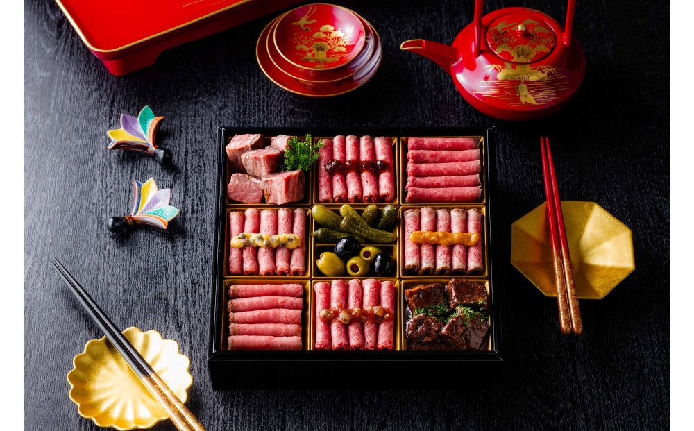 ローストビーフの店 鎌倉山 肉御節 一段重 12品 約2-3人前 おせち 冷凍 12月29-30日着 おせち料理 2026 黒毛和牛 牛肉 ローストビーフ ヒレ モモ 肉おせち 予約 人気 おすすめ 期間限定 年内発送 年内配送 洋風 愛知県 名古屋市