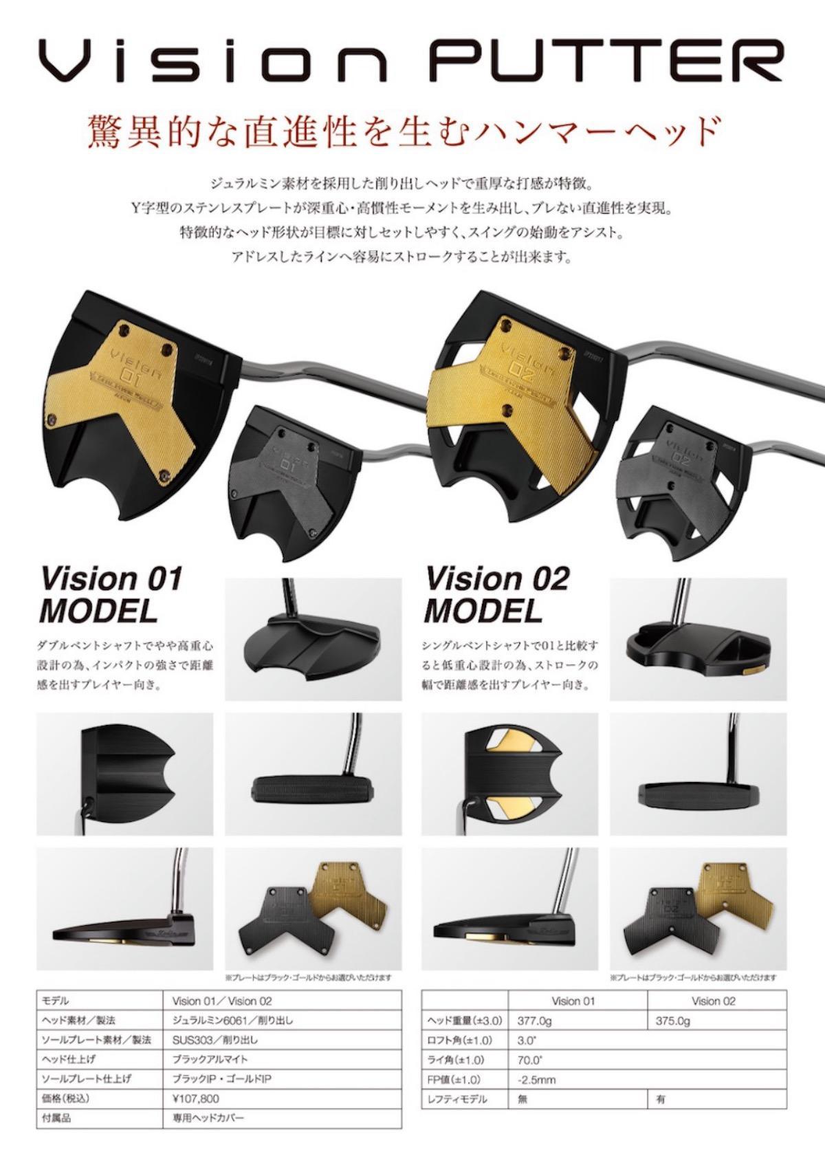 ゾディア（Zodia） パター Vision PUTTER  Vision01MODEL カラーBK シャフトインチ33.0