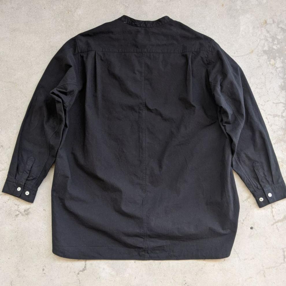 OSOCU　 知多木綿　黒染め　バンドカラーシャツ 　名古屋黒紋付染