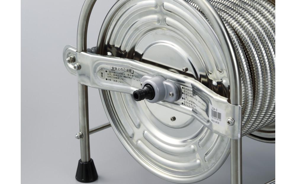 オールステンレス蛇腹ホースリール　20ｍ レバーノズル付 SSA-２０J