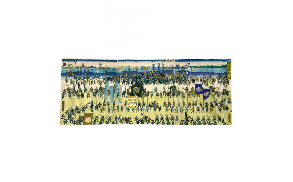 オリジナル【手ぬぐい】浮世絵：歌川芳虎 作「武者行烈之図」デザイン／名古屋刀剣博物館