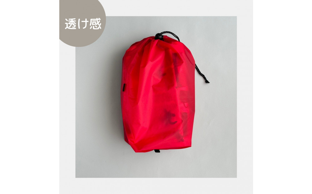 【M・3L・赤】　大きめナイロン巾着袋　スタッフバッグ　スタッフサック　バッグインバッグ　着替え袋