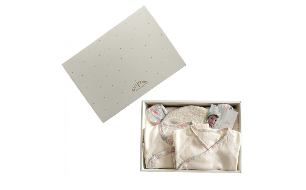 オーガニックコットンベビー肌着２種＆バスローブセット(ピンク)