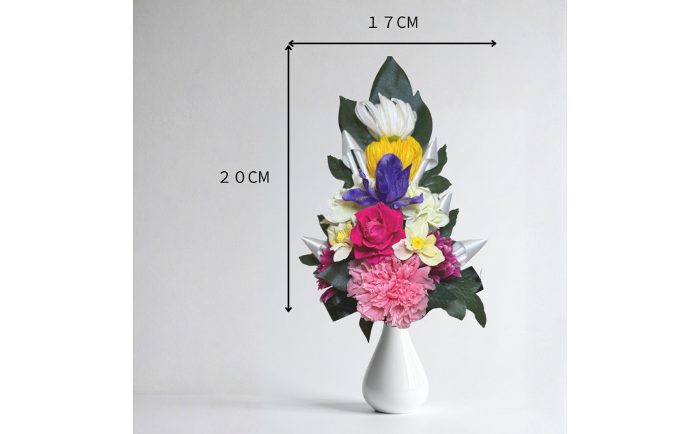 国家検定一級デザイナーのプリザーブドフラワー仏花１基　M