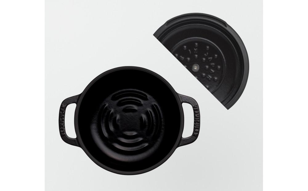 オーブンポット2 MINI 14cm【マットブラック】（セルフスタンディングリッド） | 鍋 なべ ホーロー鍋 調理器具 キッチン用品 バーミキュラ VERMICULAR ガス火 ガス IH IH対応 エナメル加工 高級感 おしゃれ 無水調理 煮込み 蒸し 焼き 長持ち ギフト プレゼント 人気 おすすめ 送料無料