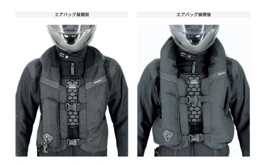 ＜Lサイズ＞【バイク用品】エアバッグ　hit-air 一体型エアバッグ・ハーネスタイプ MLV-C BLK
