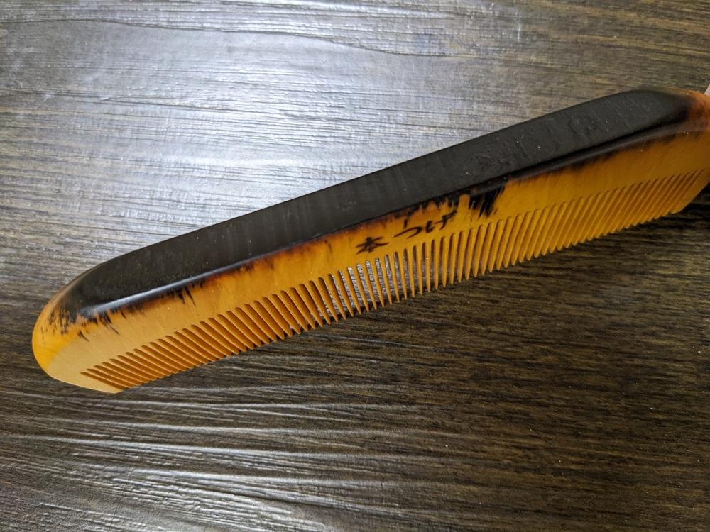 つげ櫛の櫛留商店　本つげ材すす櫛（細歯）袋付　※約１３．５ｃｍ