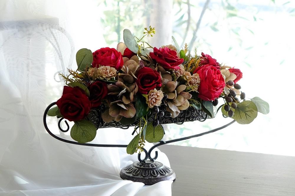 アーティフィシャルフラワー　アレンジメント～アンティークカラー（アイアンタイプ）～