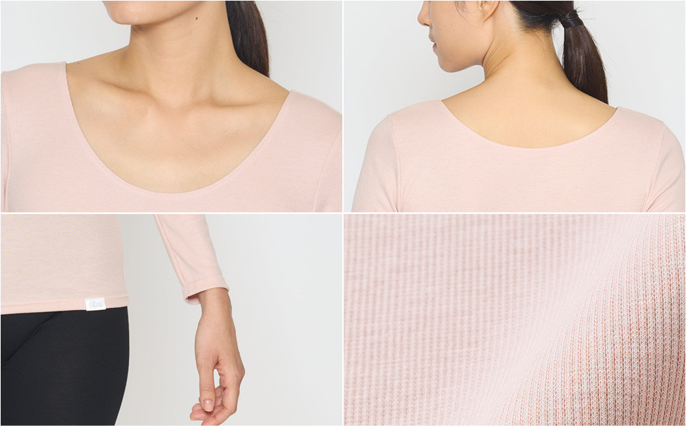 【ブラック Sサイズ】リファ バイタルテック モイストリブ Uネックロングスリーブインナー