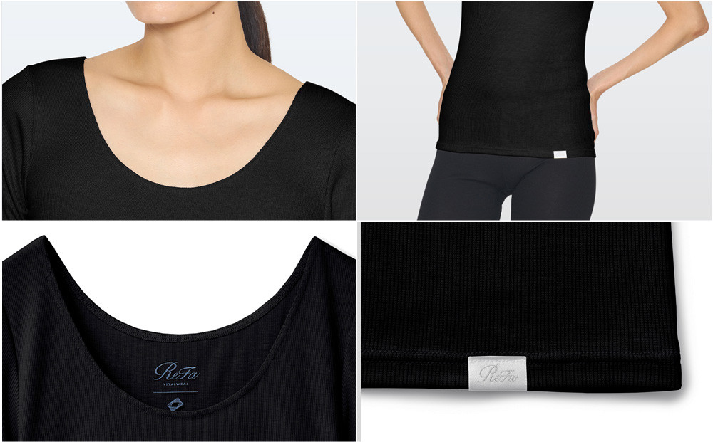 【ベージュ 3Lサイズ】リファ バイタルテック モイストリブ Uネックショートスリーブインナー