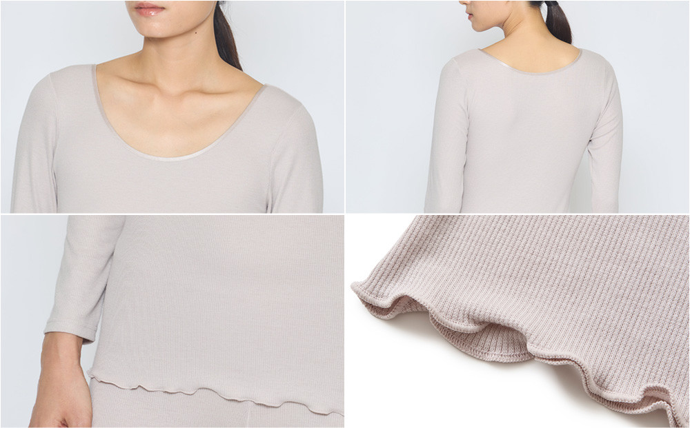 【LLサイズ】リファ バイタルテック リッチシルクリブ Uネックロングスリーブインナー