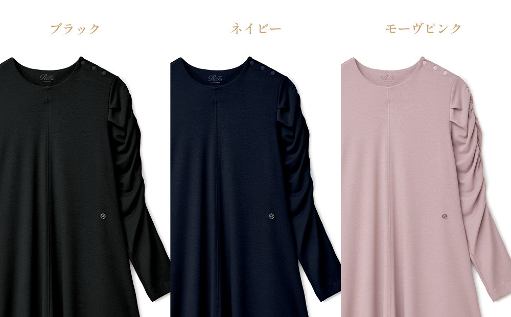 【ブラック LLサイズ】リファ バイタルテック モイストスムース ギャザースリーブプルオーバー