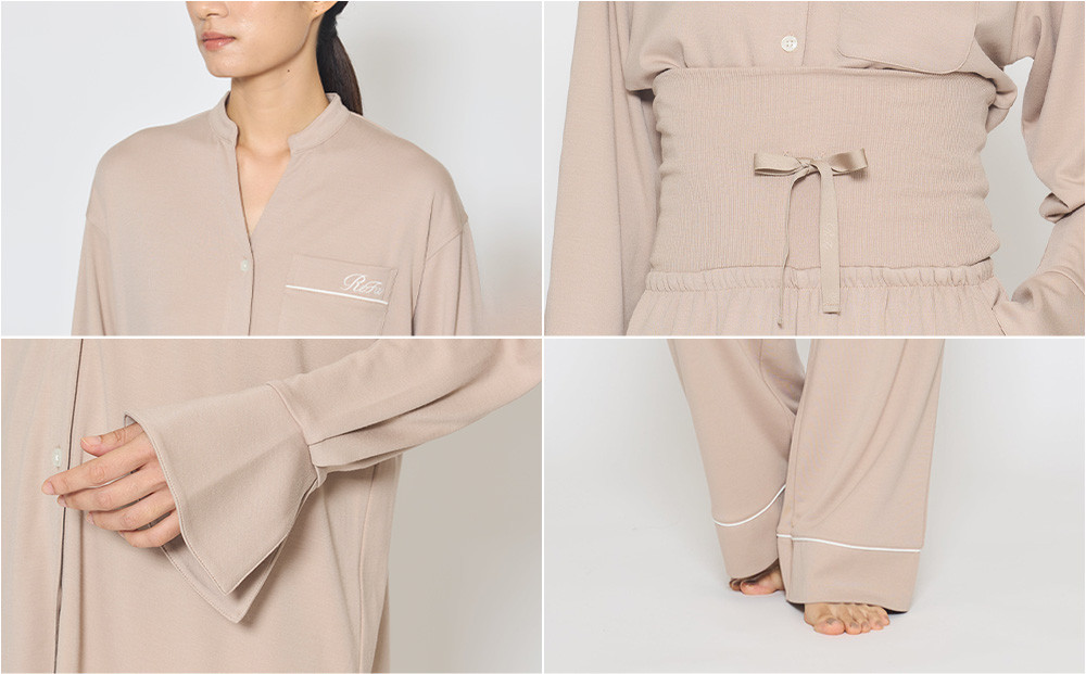 【ベージュ SSサイズ】リファ バイタルテック モイストスムース スタンドカラースリープウェア/WOMEN