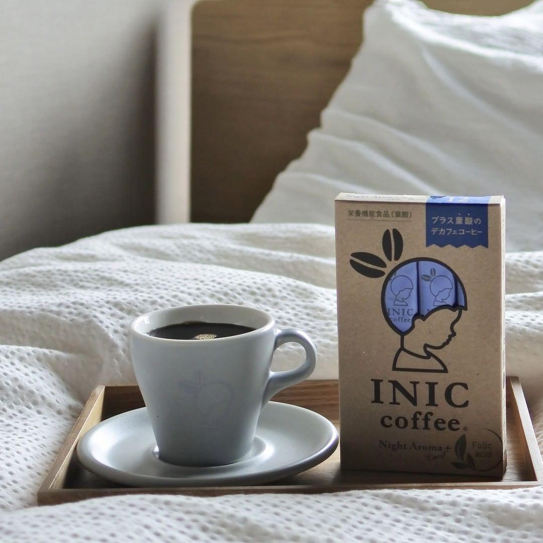 カフェインレス デカフェ 葉酸 コーヒー スティック INIC coffee ナイトアロマ+ 12本 粉末 手軽に本格ドリップの味 珈琲 妊婦 飲みやすい 苦味 コク イニック インスタントを超える味