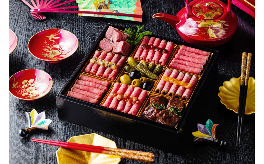 ローストビーフの店 鎌倉山 肉御節 一段重 12品 約2-3人前 おせち 冷凍 12月29-30日着 おせち料理 2026 黒毛和牛 牛肉 ローストビーフ ヒレ モモ 肉おせち 予約 人気 おすすめ 期間限定 年内発送 年内配送 洋風 愛知県 名古屋市