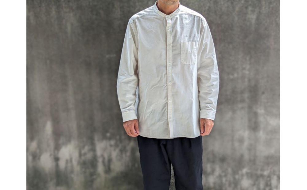 OSOCU　知多木綿 無漂白無染色生地 バンドカラーシャツ Lサイズ