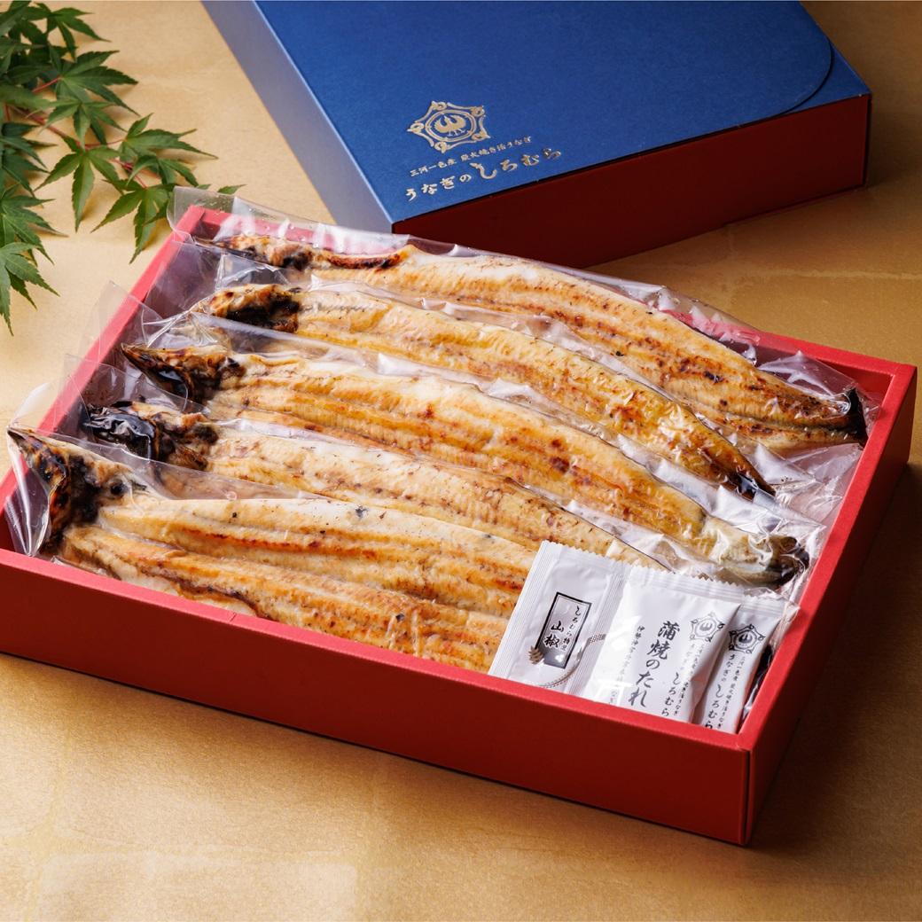三河一色産手焼き炭火焼き活うなぎ白焼き　5尾セット