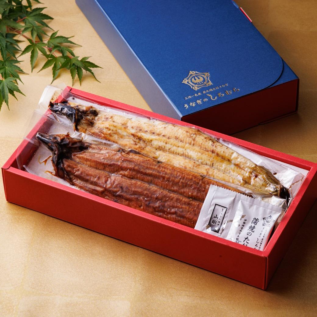 三河一色産手焼き炭火焼き活うなぎ蒲焼き・白焼き紅白セット各1尾