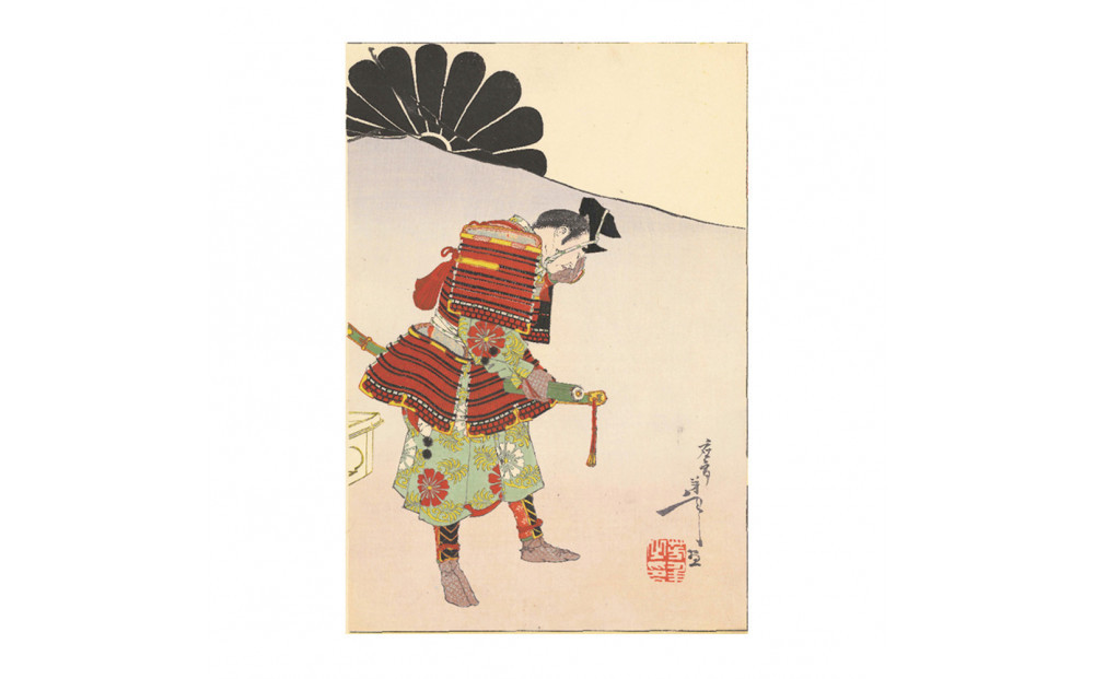 オリジナル【レプリカ浮世絵（2枚絵）月岡芳年作「新撰東錦絵 於楠正成桜井駅ニ一子正行ニ遺訓シテ訣別スルノ図」】／名古屋刀剣博物館